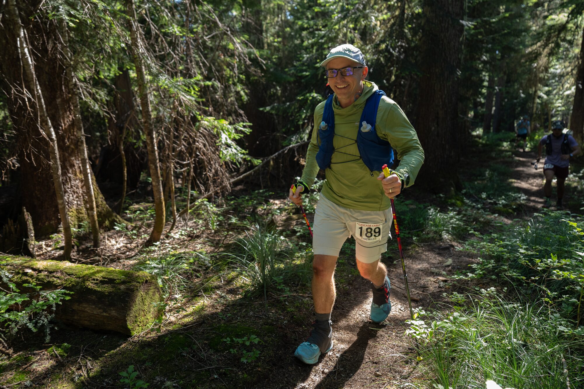 Wade running through the forest near Saddle 1